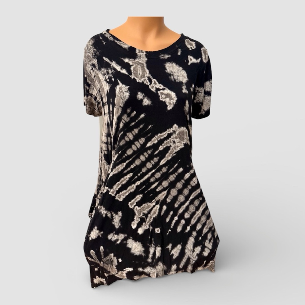 Kathmandu Imports Tie Dye Short Sleeve Tunic Top Boho Hippie Soft Jersey Pocket